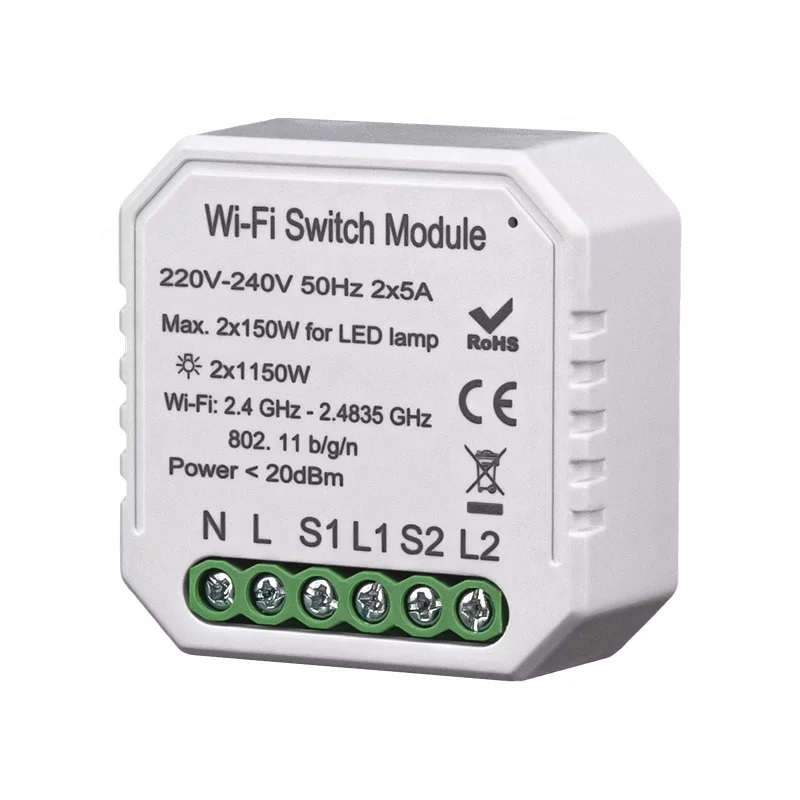 Wifi реле tuya как подключить Умное Wi-Fi встраиваемое реле Я смарт Ya-S04 двухканальное купить в интернет-маг