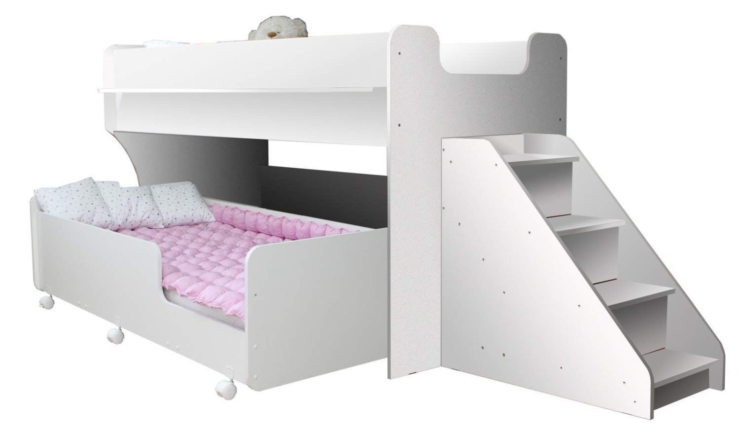 Детская кровать-чердак с кроватью внизу Дуэт-5 с металлической лестницей