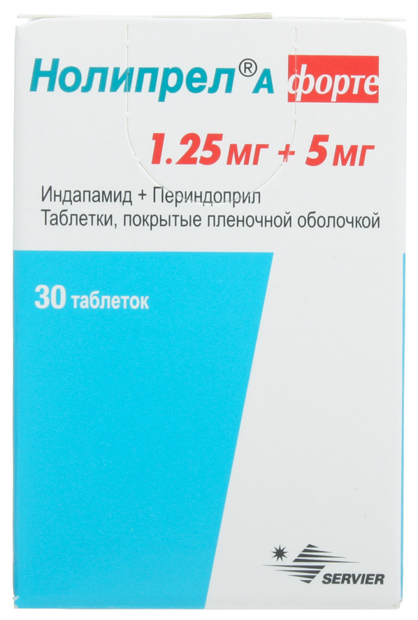 Нолипрел А форте таблетки, покрытые пленочной оболочкой 5 мг+1,25 мг №30 -  характеристики и описание на Мегамаркет