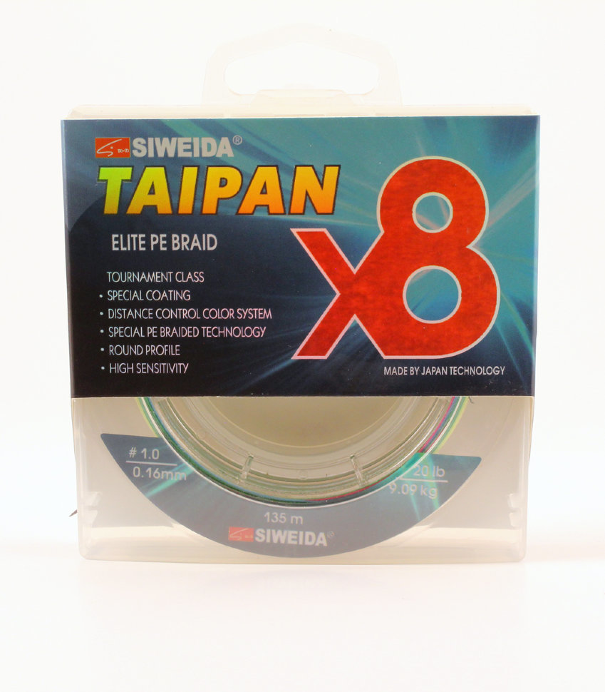 Леска плетеная Siweida Taipan Elite PE Braid X8 0,18 мм, 135 м, 9,91 кг,multicolor - отзывы покупателей на Мегамаркет