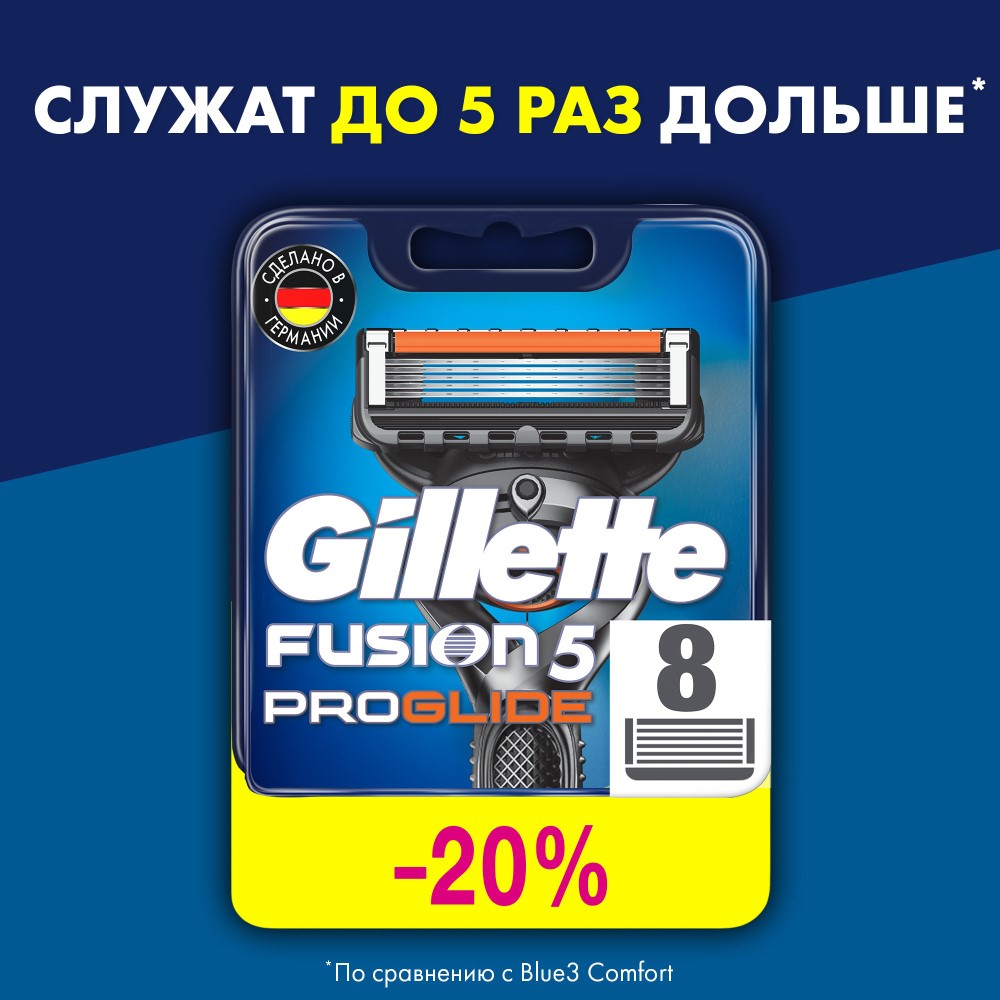 Сменные кассеты Gillette Fusion5 ProGlide 8 шт - отзывы покупателей на  Мегамаркет | сменные кассеты для бритья 81469904