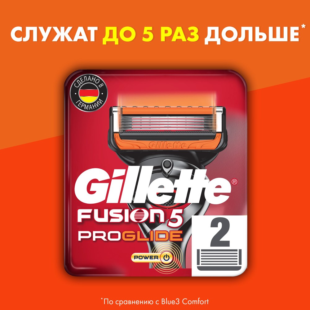 Сменные кассеты Gillette Fusion5 ProGlide Power 2 шт - отзывы покупателей  на Мегамаркет | сменные кассеты для бритья 81521959