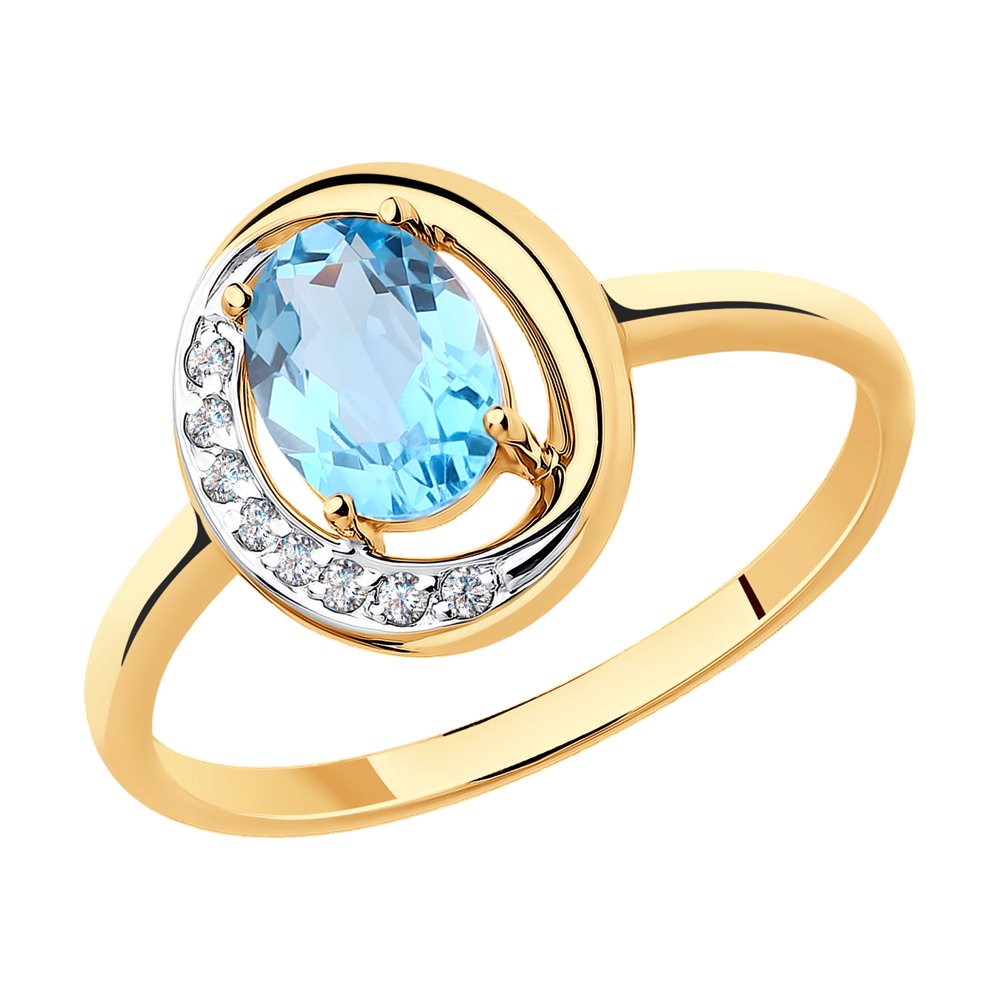 Золотое кольцо Diamant 51-310-00735-1 с фианитом и аметистом