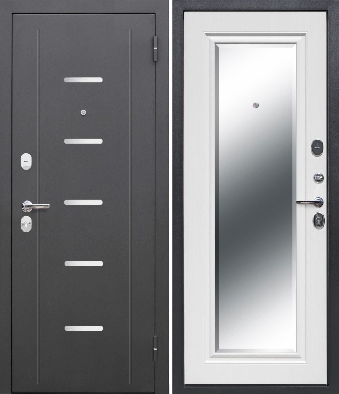 Дверь входная Ferroni 7,5 см Гарда Серебро Зеркало фацет 960*2050(R ...