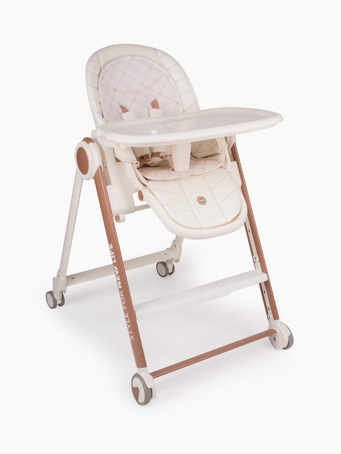 Стульчик для кормления happy baby berny v2 до 25 кг шезлонг экокожа beige