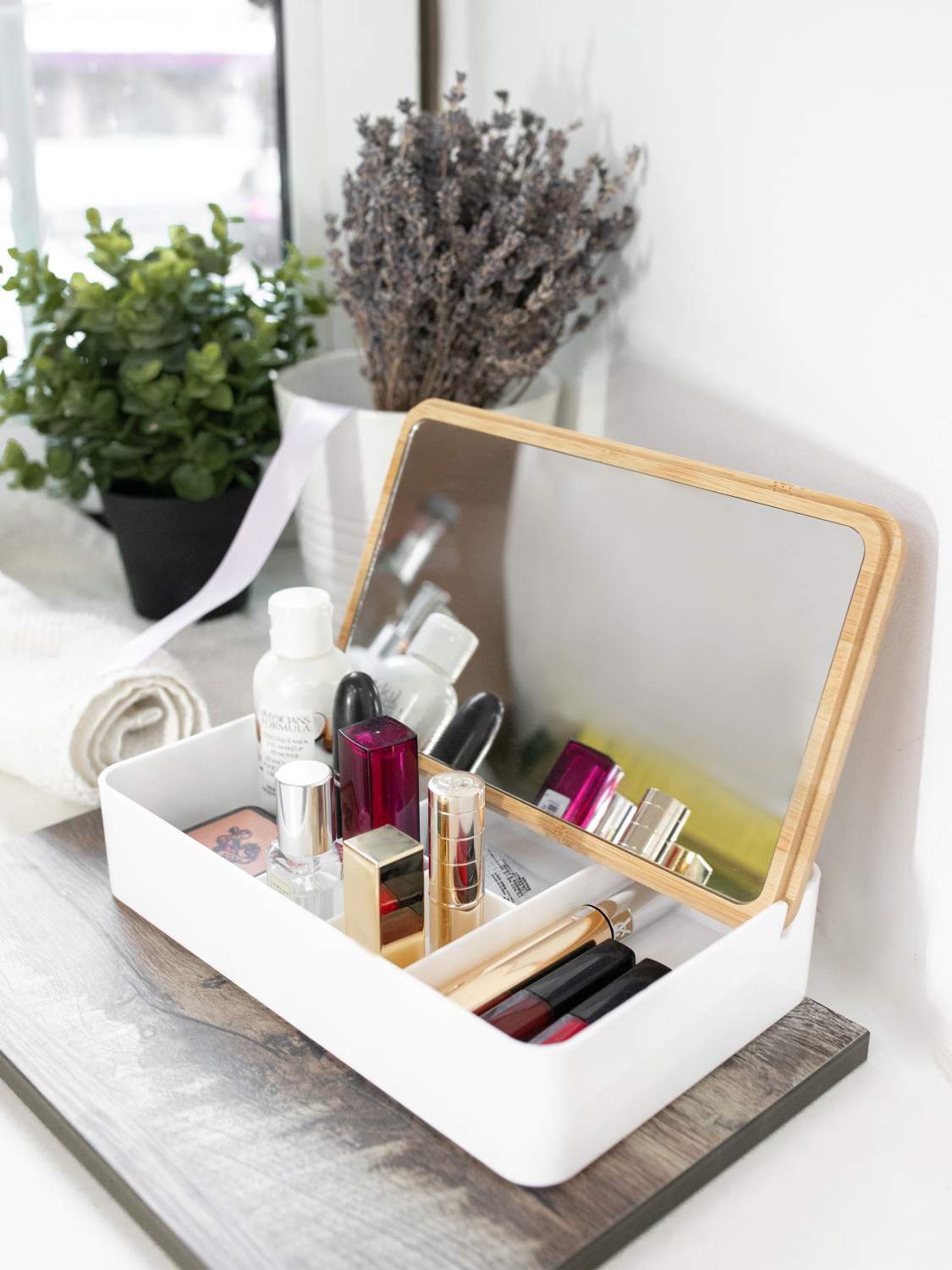 Органайзер-шкафчик для косметики Mirror in Organizer Wood Box for Makeup оптом из Китая