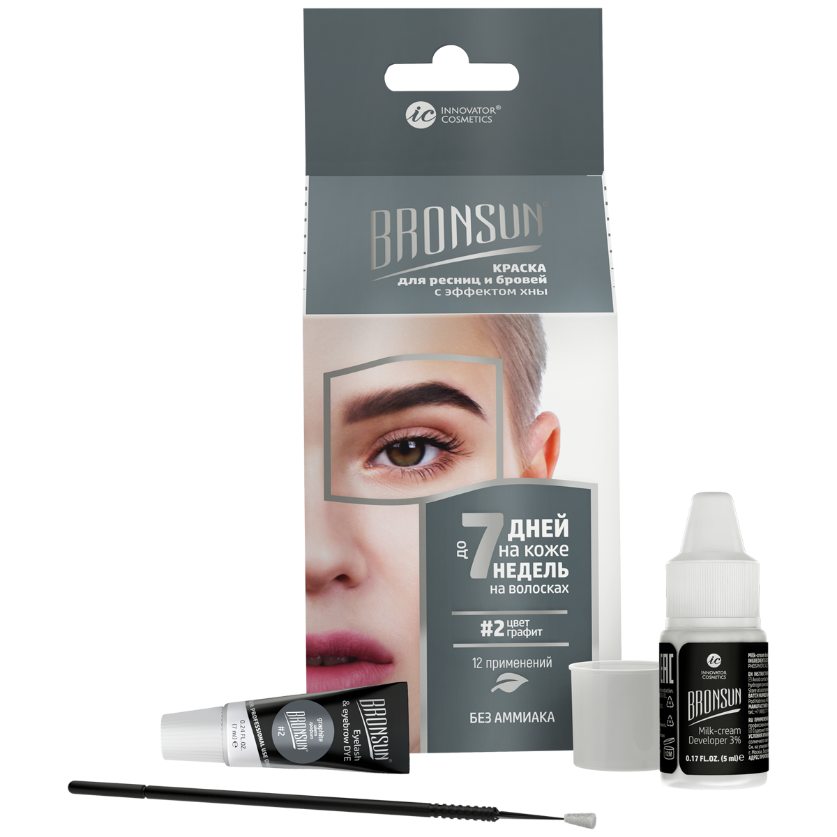 Краска для бровей и ресниц Innovator Cosmetics BRONSUN тон 2 Graphite 12 г  - отзывы покупателей на Мегамаркет | краски для бровей