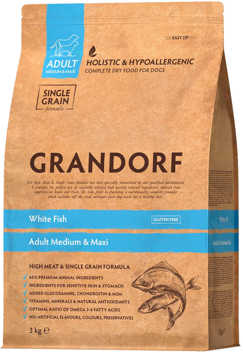 Сухой корм для собак Grandorf Adult All Breeds, рыба, 3кг - отзывы  покупателей на маркетплейсе Мегамаркет | Артикул товара:100023050533