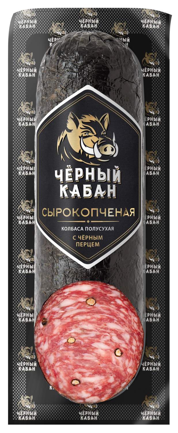 Колбаса сырокопчёная Чёрный кабан полусухая, с чёрным перцем, 300 г -  отзывы покупателей на маркетплейсе Мегамаркет | Артикул: 100027749143