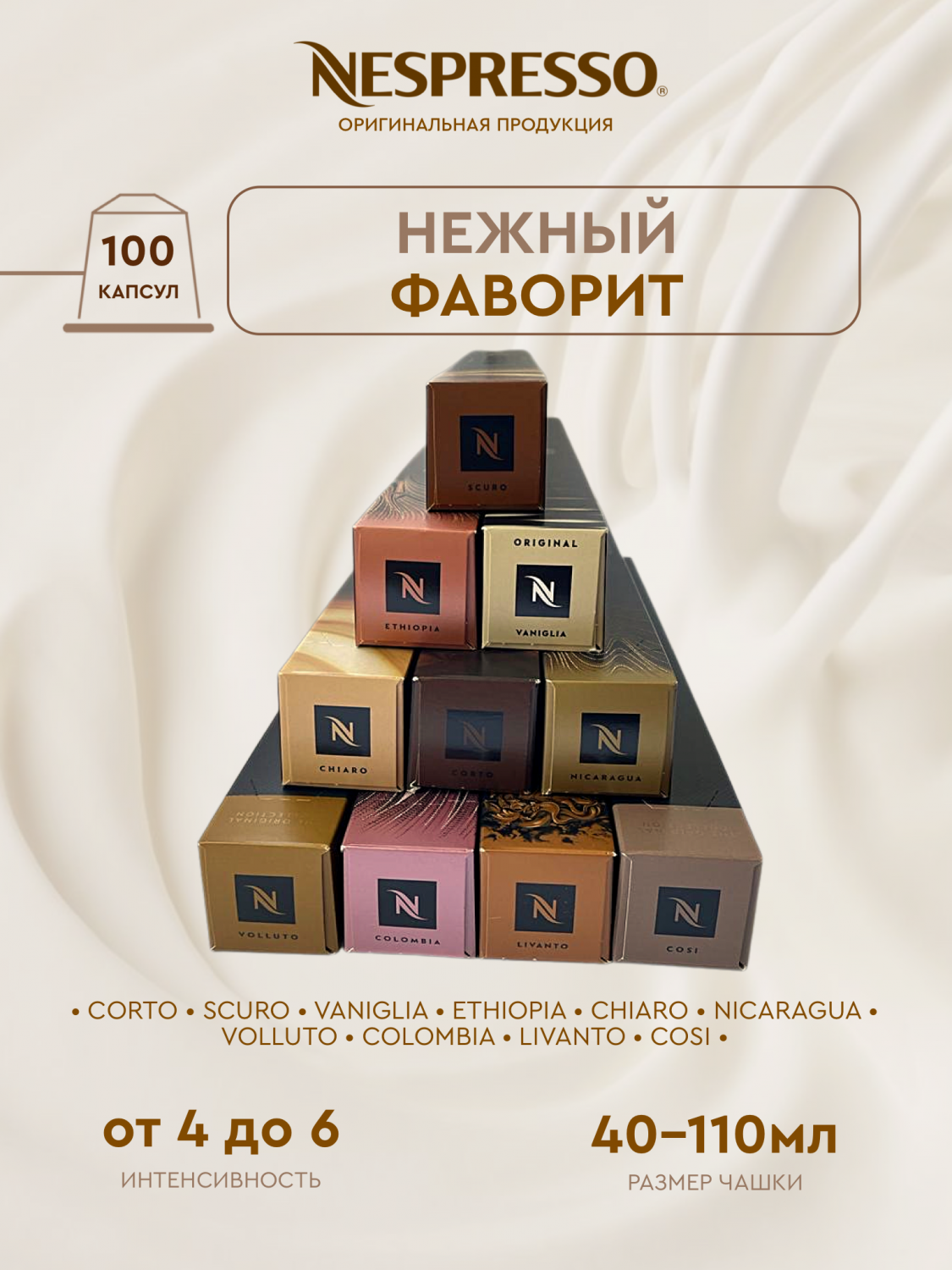 Капсулы для кофемашины Nespresso Original Набор Нежный Фаворит, 100 шт -  купить в Coffee Point, цена на Мегамаркет