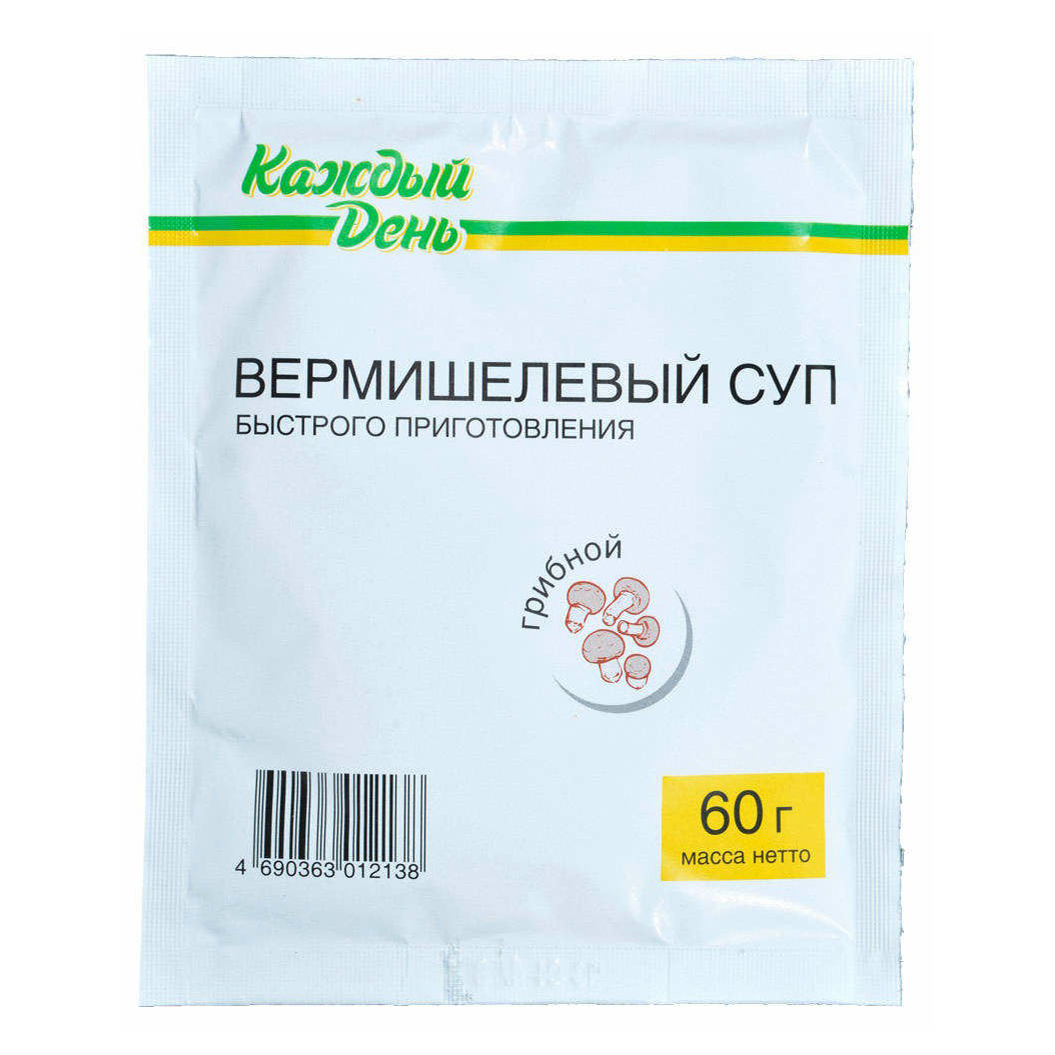 Суп Каждый День вермишелевый грибной быстрого приготовления 60 г - отзывы  покупателей на маркетплейсе Мегамаркет | Артикул: 100030123433