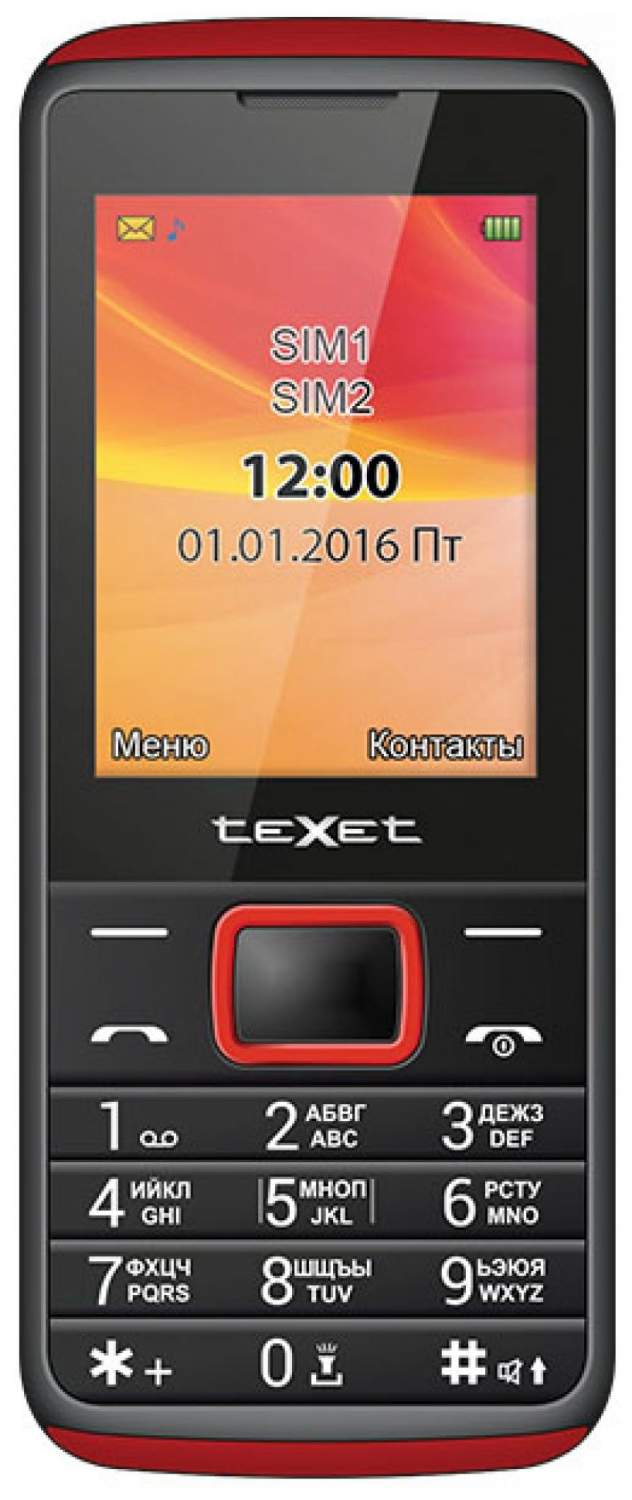 Мобильный телефон teXet TM-214 Black/Red – характеристики на Мегамаркет