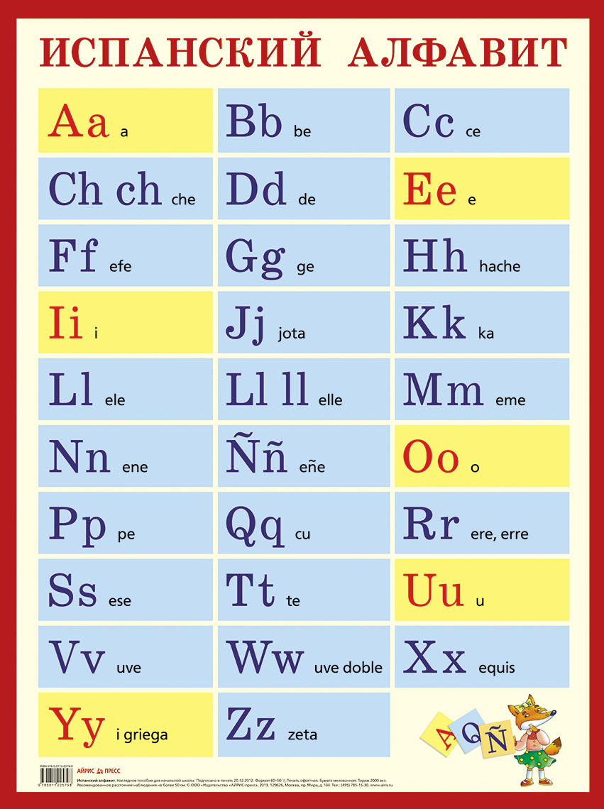 Испанский Алфавит. наглядное пос. Д нач. Школы. - купить демонстрационные  материалы для школы в интернет-магазинах, цены на Мегамаркет |