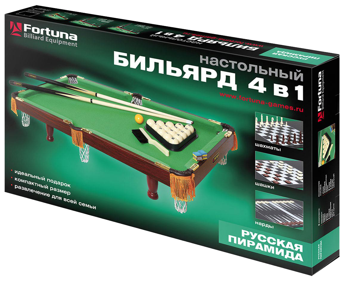 Спортивная настольная игра Fortuna Billiard Equipment Русская пирамида 3ФТ  4 в 1 07737 – купить в Москве, цены в интернет-магазинах на Мегамаркет