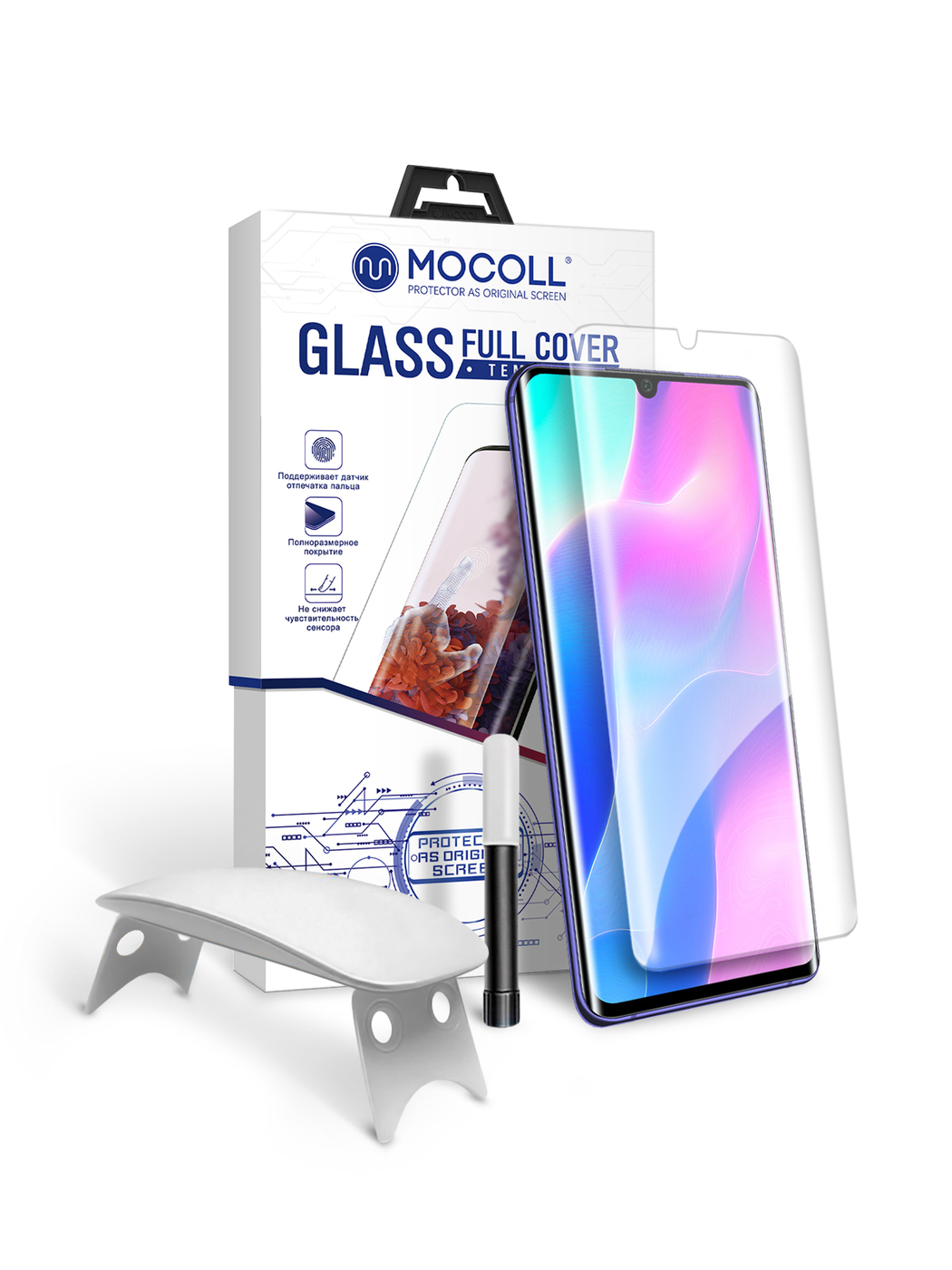 Защитное стекло MOCOLL 3D с УФ-клеем для Xiaomi Mi Note 10/10 Pro/10 Lite  Black, купить в Москве, цены в интернет-магазинах на sbermegamarket.ru