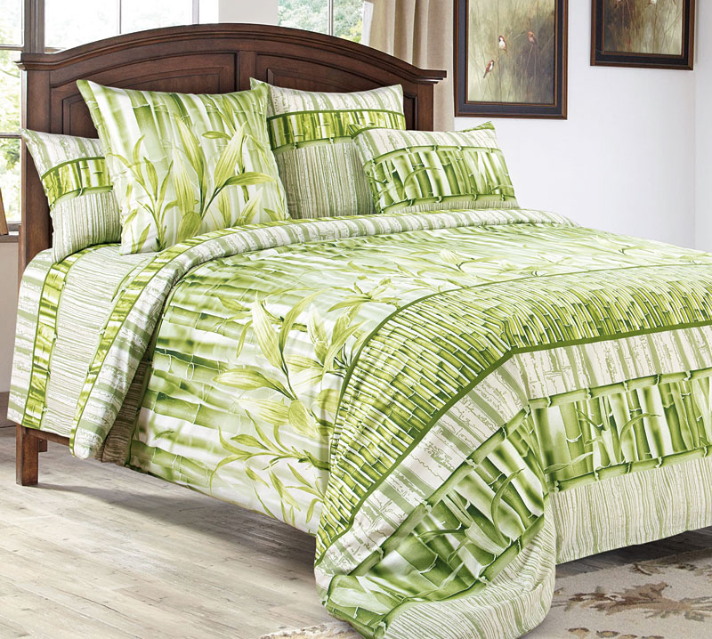 Комплект постельного белья Бамбук 2-спальный бязь зеленый - купить в  Москве, цены на Мегамаркет