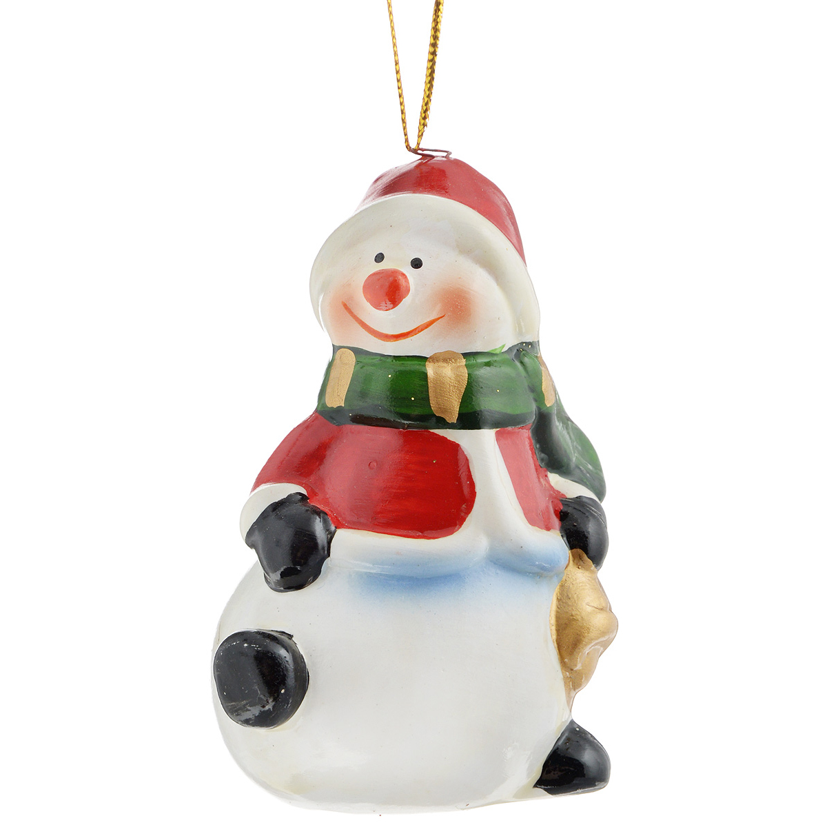 Ёлочная игрушка Снеговик с ёлкой и снегирями, Komozja Family - купить в Санкт-Петербурге