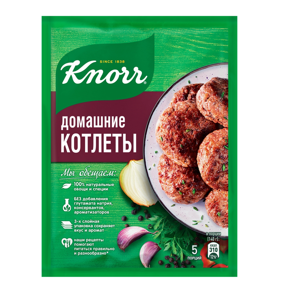 Смесь Knorr на второе домашние котлеты для приготовления домашних котлет 44  г - купить в Москве, цены на Мегамаркет | 100023631466