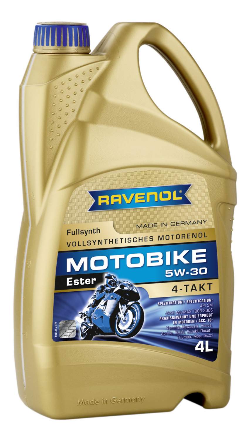 Моторное масло Ravenol Motobike 4-T Ester 5W-30 4л - купить в МЕРИДИАН,  цена на Мегамаркет