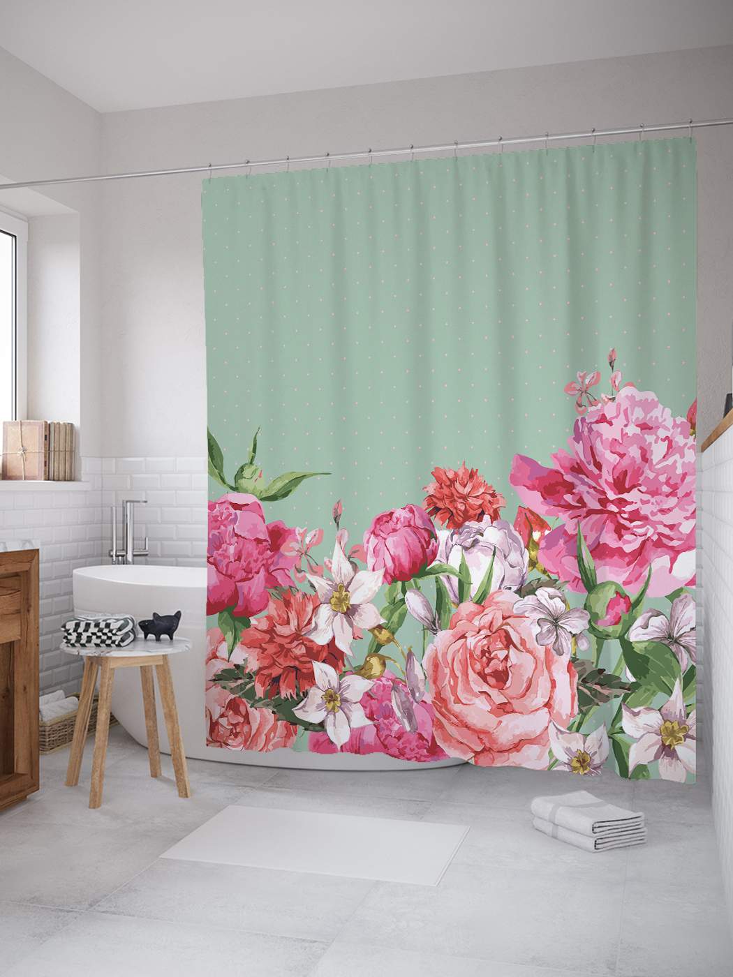 Занавеска для ванн Xiang Ju Цветы, размер: 180х180см