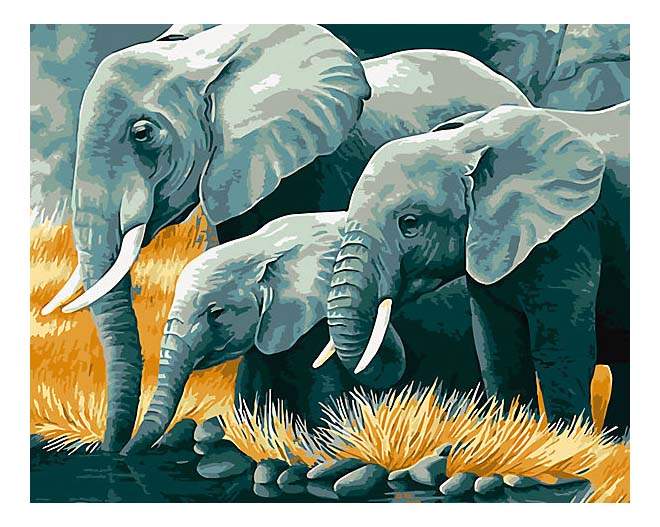 Описание товара Раскраска по номерам Schipper Триптих Африканские слоны 9260455