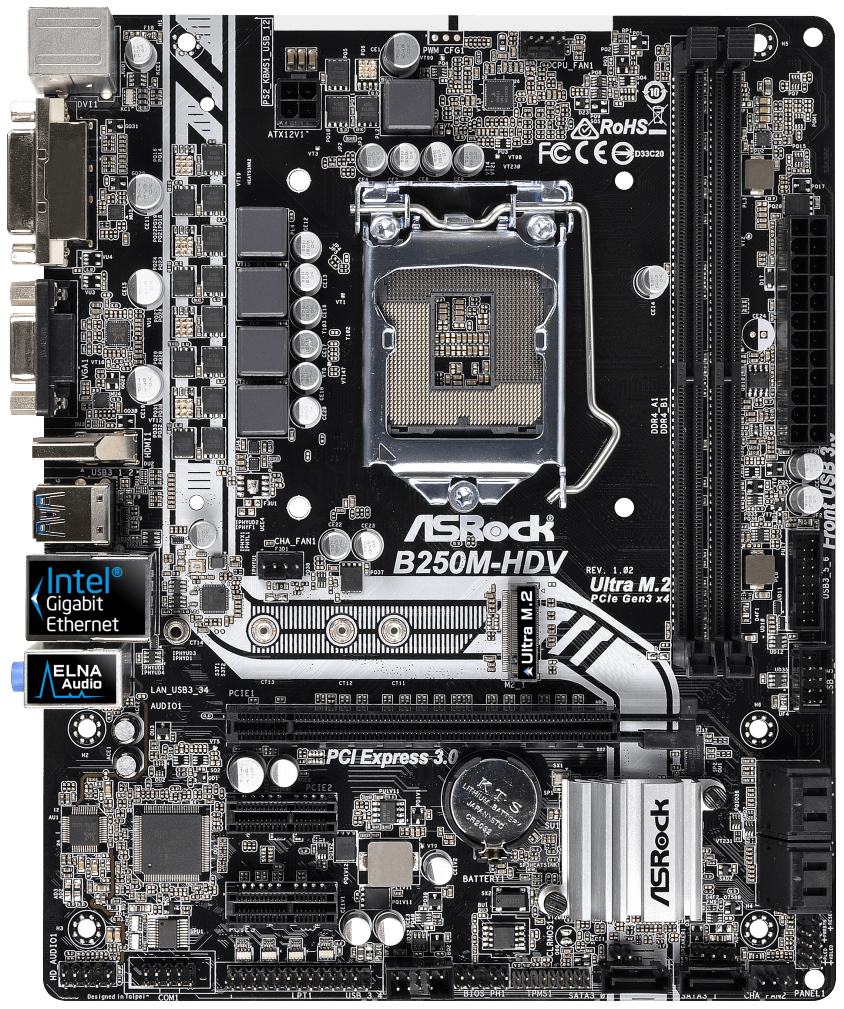 Материнская плата ASRock B250M-HDV – купить в Москве, цены в