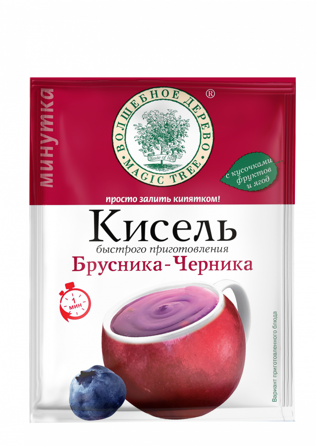 Купить кисель быстр приготовления Волшебное дерево брусника-черника минутка  30 г, цены на Мегамаркет | Артикул: 600001137922