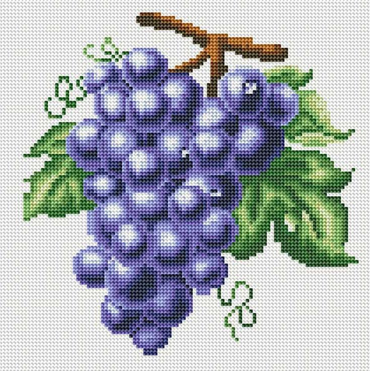 Схема вышивки: Гроздья и листья винограда