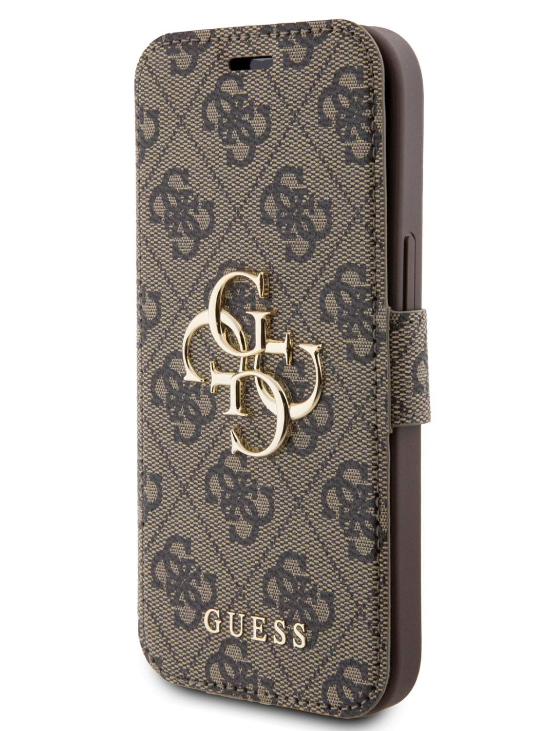 Чехол Guess для iPhone 15 Booktype с картхолдером и функцией подставки,  коричневый, купить в Москве, цены в интернет-магазинах на Мегамаркет