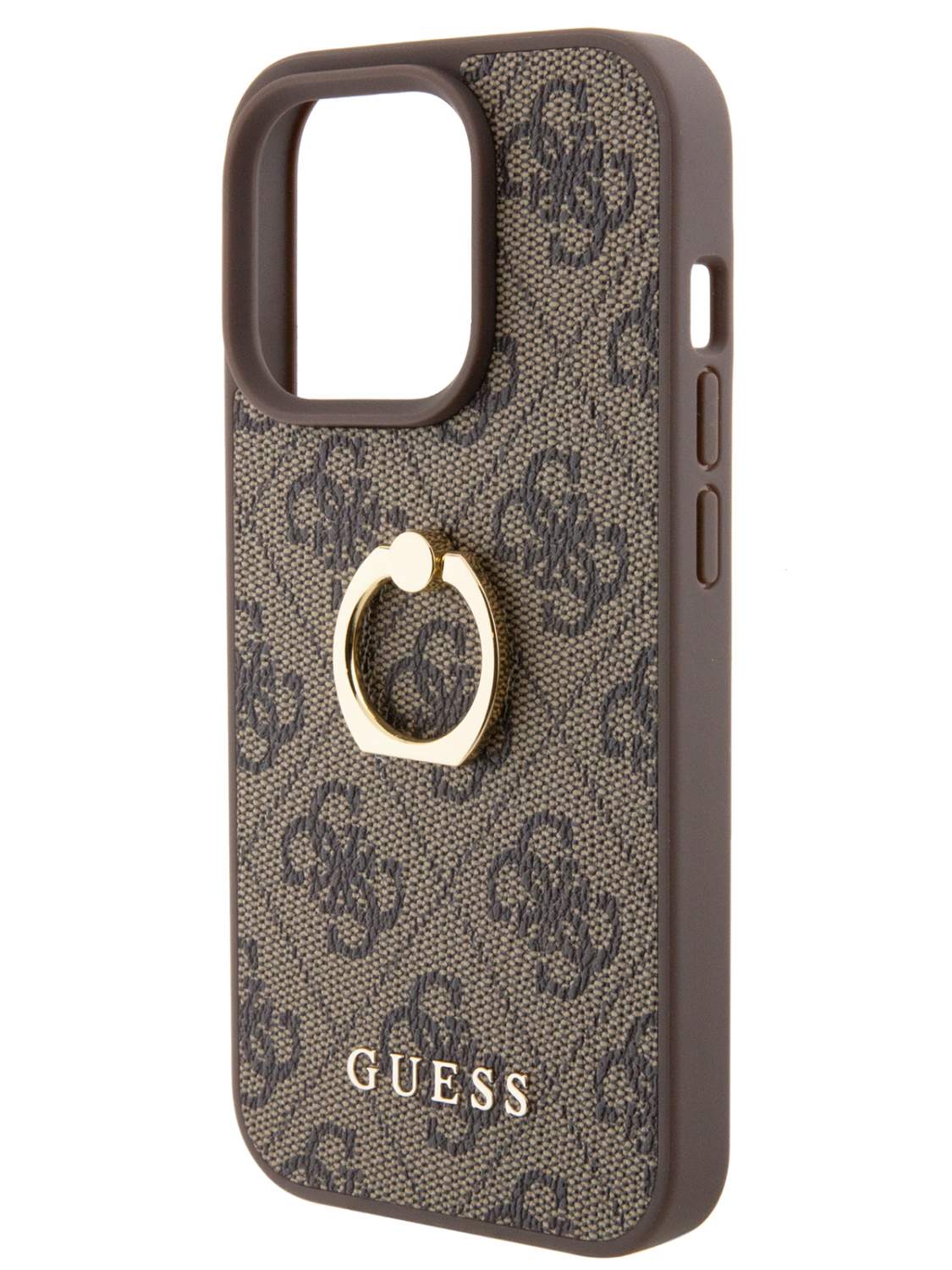 Чехол Guess для iPhone 15 Pro с кольцом держателем, коричневый, купить в  Москве, цены в интернет-магазинах на Мегамаркет