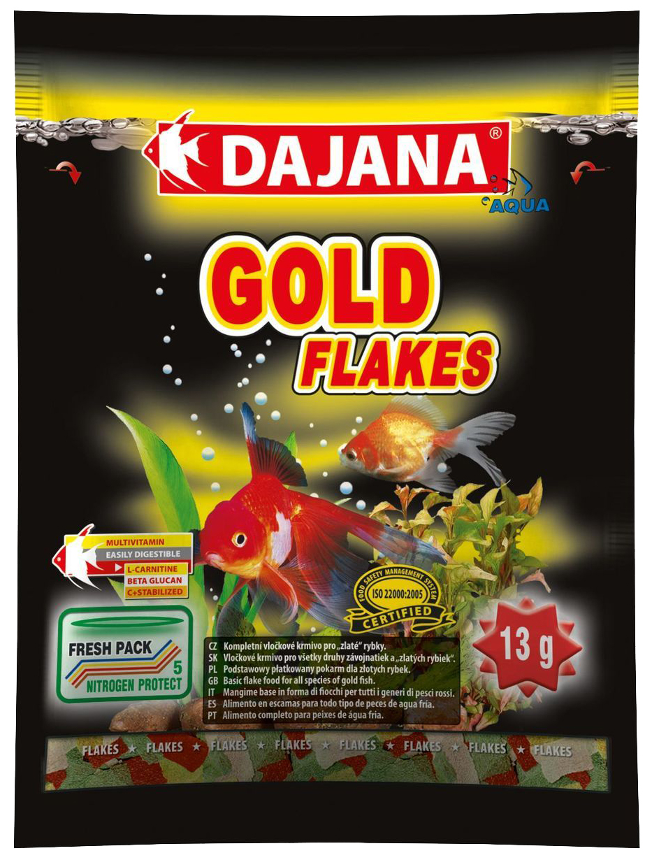 Корм для рыб Dajana GOLD FLAKES, хлопья, 80 мл - отзывы покупателей на  маркетплейсе Мегамаркет | Артикул товара:100023431836