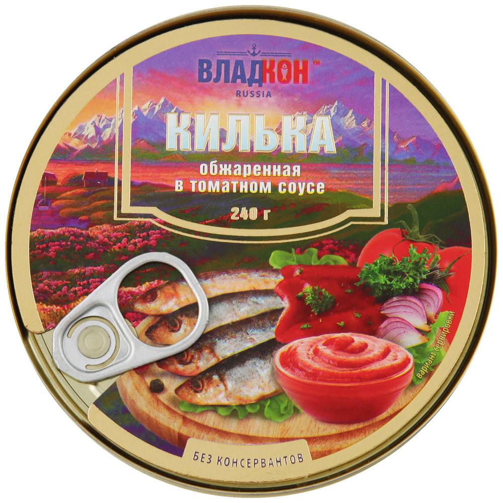 Килька Владкон обжаренная в томатном соусе 240 г – купить в Москве, цены в  интернет-магазинах на Мегамаркет