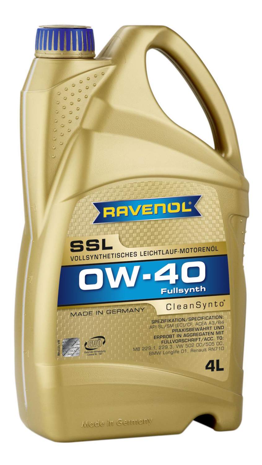 Моторное масло Ravenol Super Synthetik Oel SSL SAE 0W-40 4л - купить в  Москве, цены на Мегамаркет | 100000415341