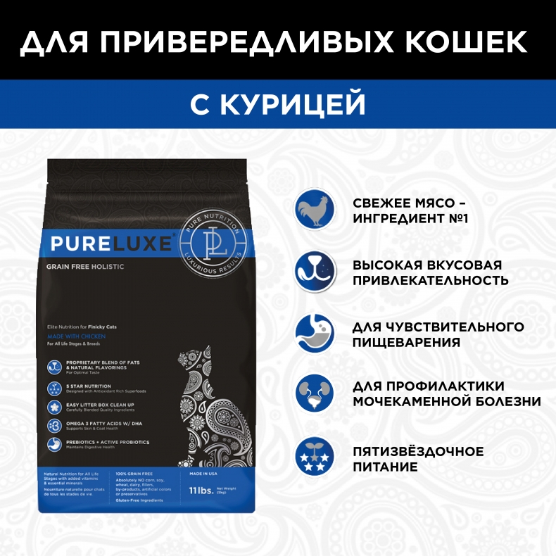 Страница 2 - Сухие корма для кошек PureLuxe - Мегамаркет