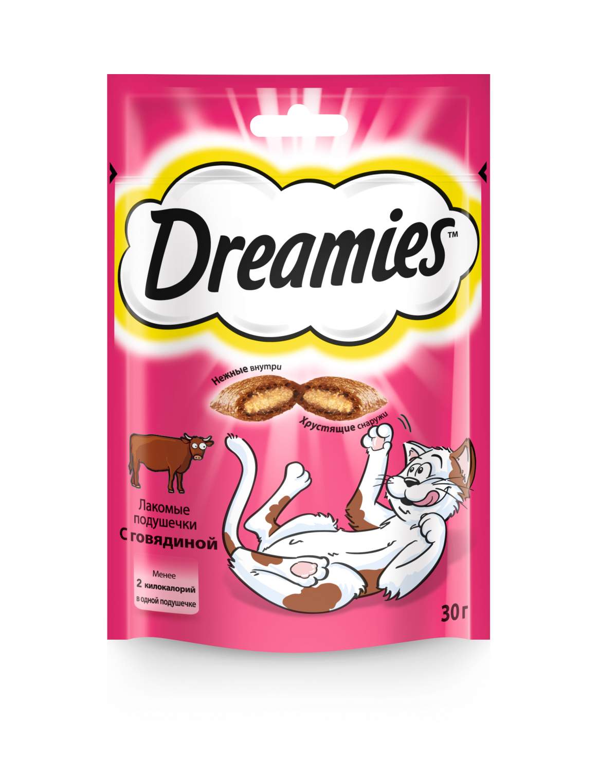 Лакомство для кошек Dreamies Лакомые подушечки, с говядиной, 30г - отзывы  покупателей на маркетплейсе Мегамаркет | Артикул товара:100000583345