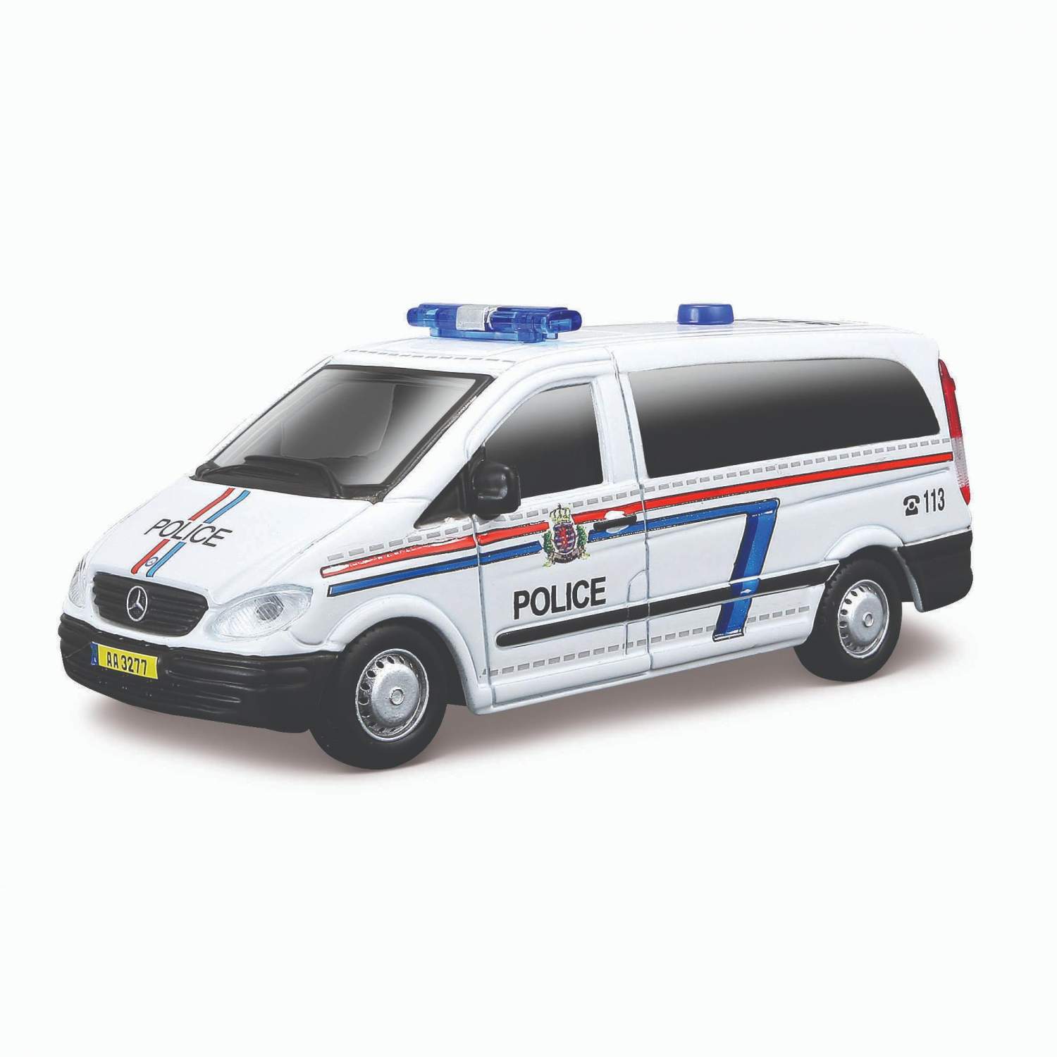 Купить коллекционная полицейская машинка Bburago Mercedes-Benz  Vito,1:50,белая, цены на Мегамаркет