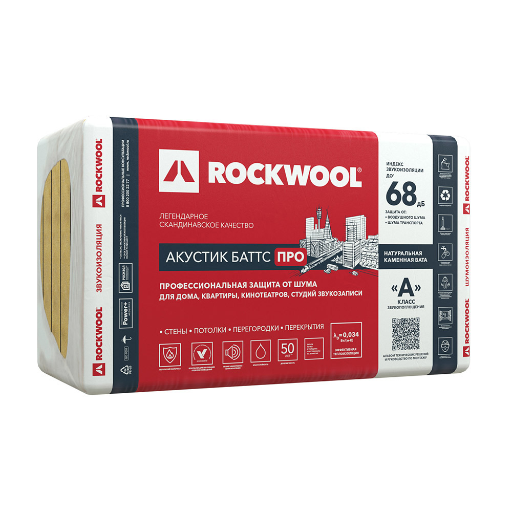 Шумоизоляция Rockwool Акустик Баттс ПРО 50х600х1000 мм 4.8 кв.м - отзывы  покупателей на Мегамаркет | 100048770221