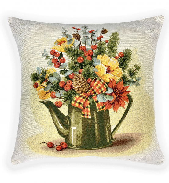 Подушка с цветами лаванды ручной работы с вышивкой 