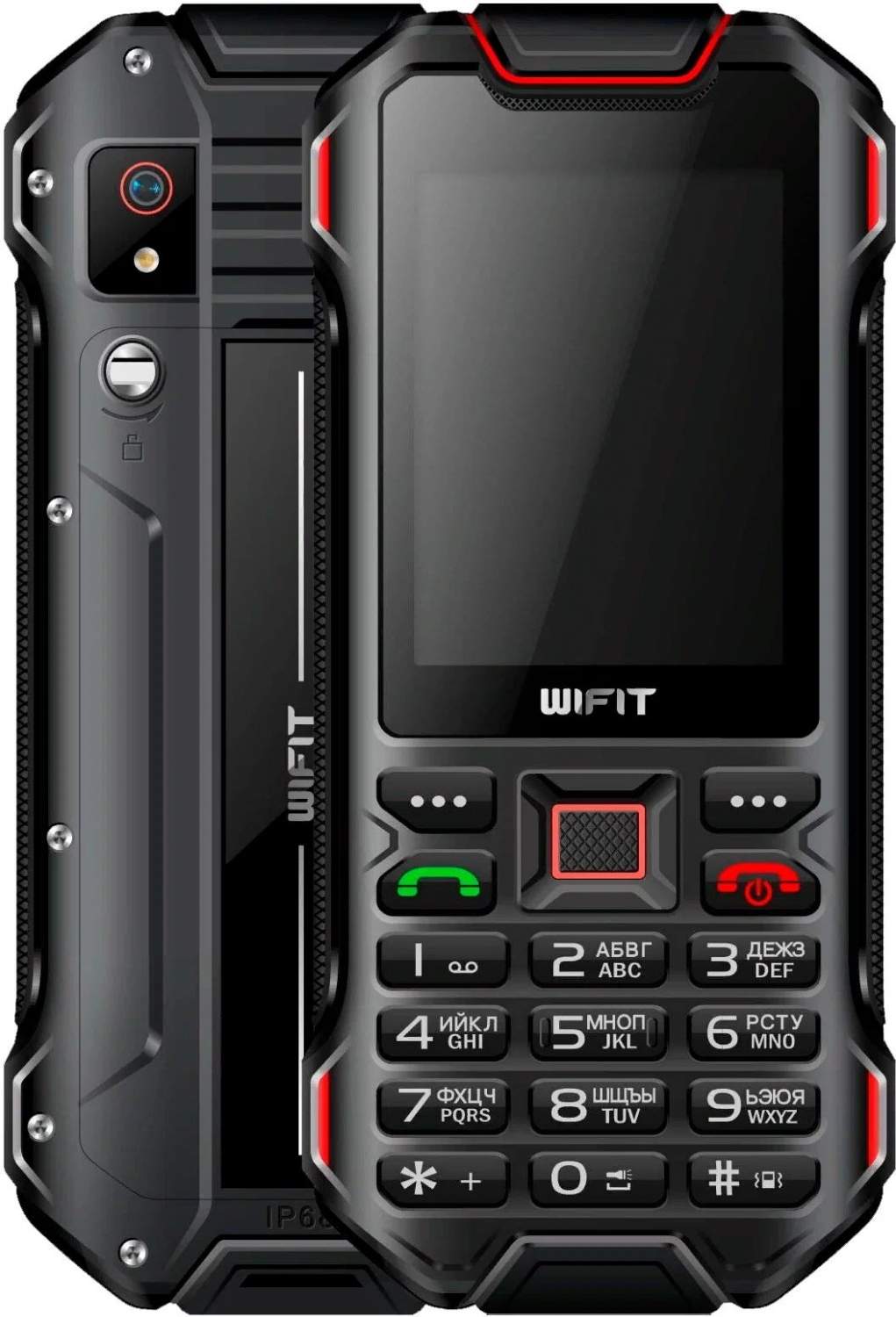 Мобильный телефон Wifit Wirug F1 IP68 Black/Red (WF003BLRD) -  характеристики и описание на Мегамаркет