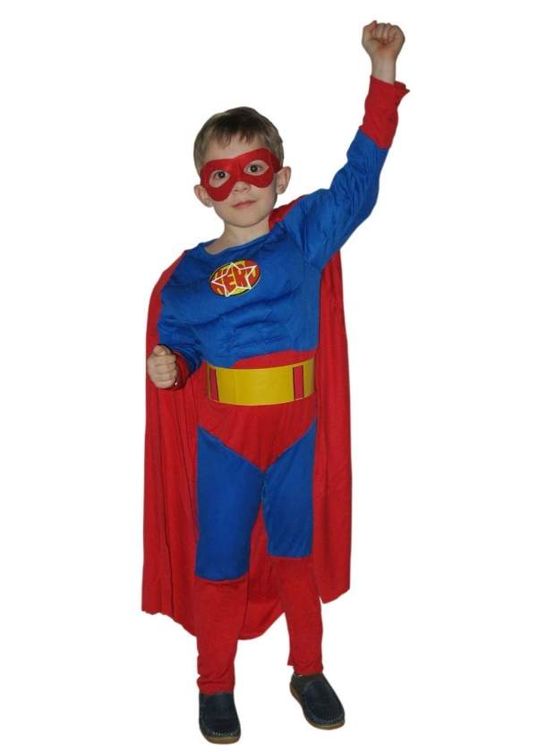 2009 к-18 Карнавальный костюм Супермен (рубашка с плащом, трико с сапогами) размер 128-64