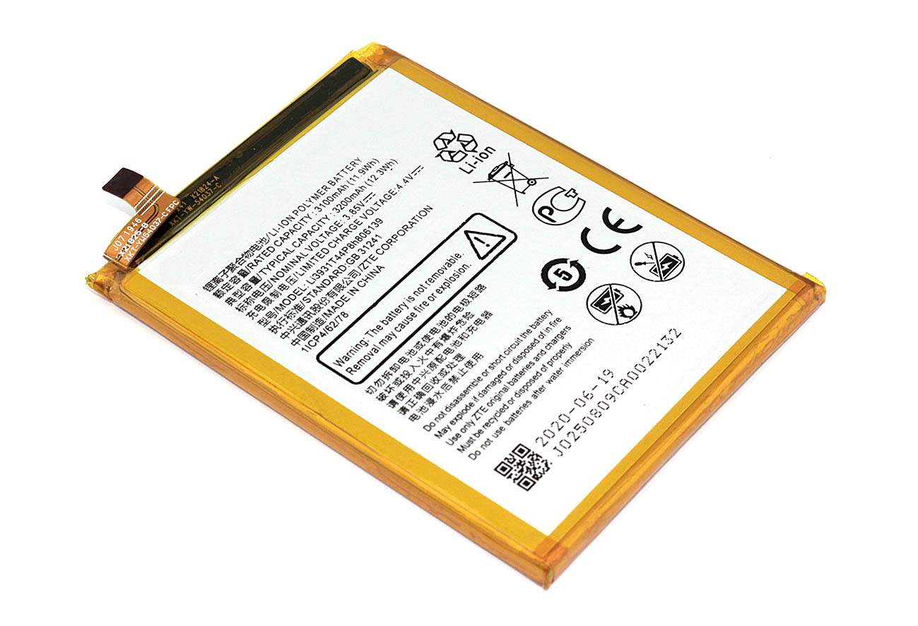 Аккумуляторная батарея Li3931T44P8h806139 для ZTE Blade V9 V10 3.85V  3100mAh, купить в Москве, цены в интернет-магазинах на Мегамаркет