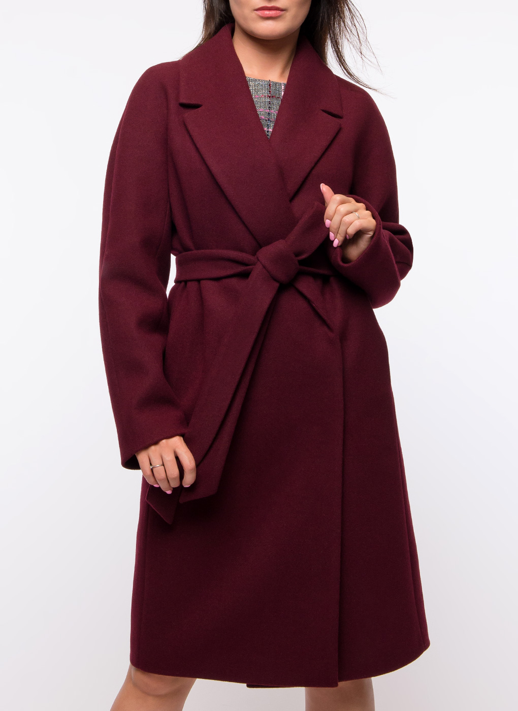 Бордовое женское пальто