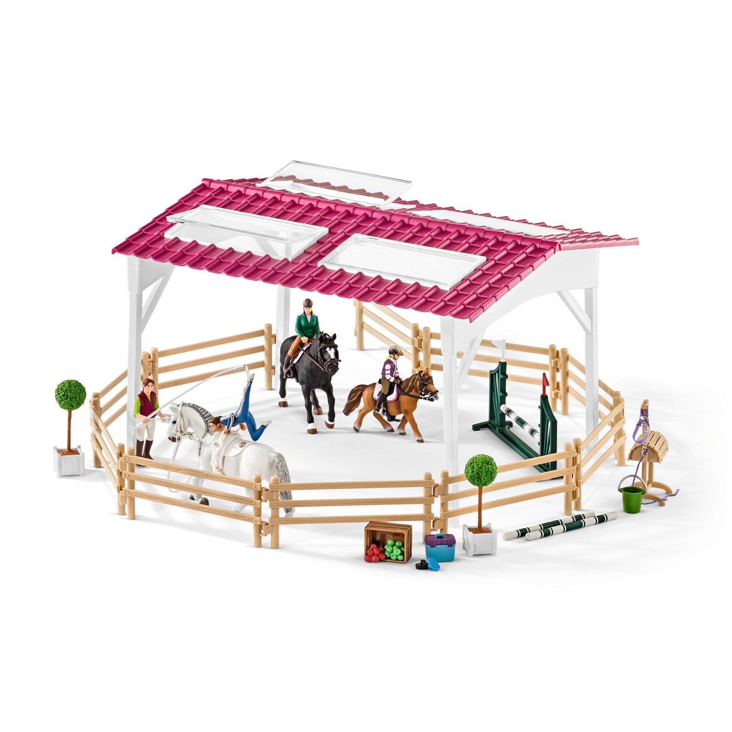 Купить школа верховой езды с лошадьми и наездниками Schleich 42389, цены на  Мегамаркет