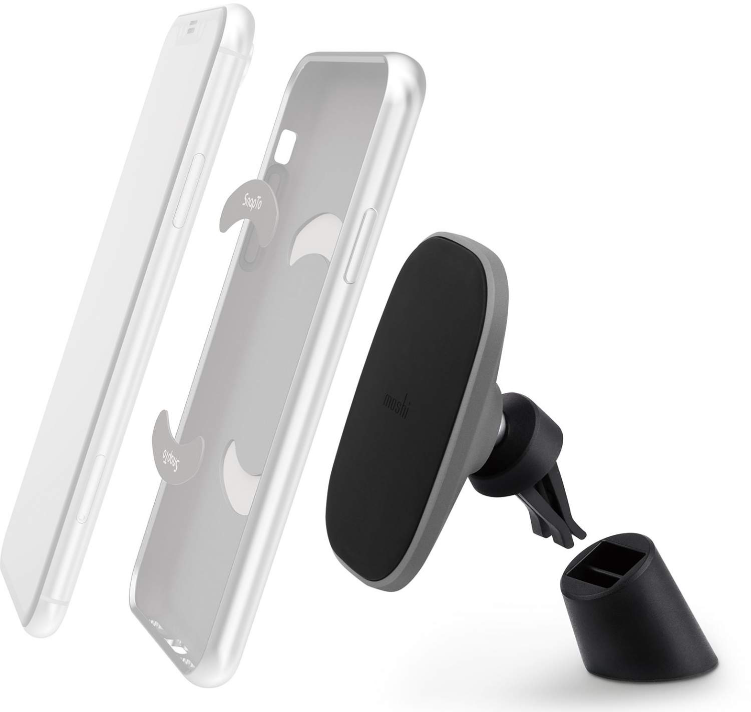 Магнитный автомобильный держатель Moshi SnapTo Car Mount (99MO122003) для  смартфона (Grey) – купить в Москве, цены в интернет-магазинах на Мегамаркет