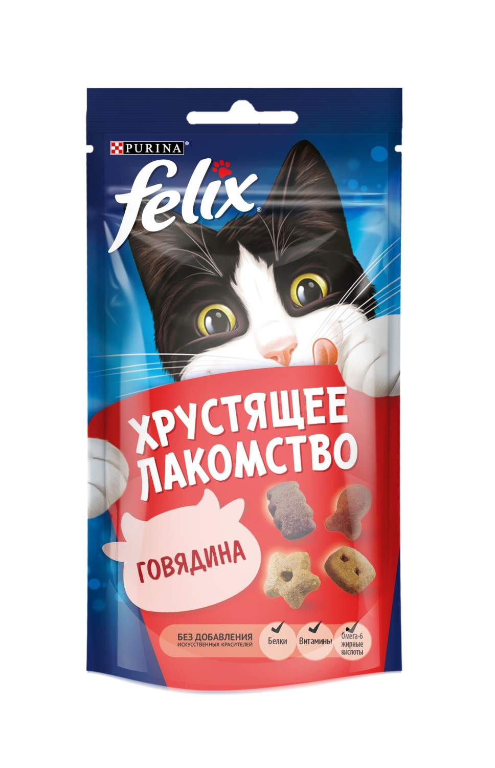 Лакомство для кошек Felix Хрустящее Лакомство, говядина, 60г - отзывы  покупателей на маркетплейсе Мегамаркет | Артикул товара:100025531272