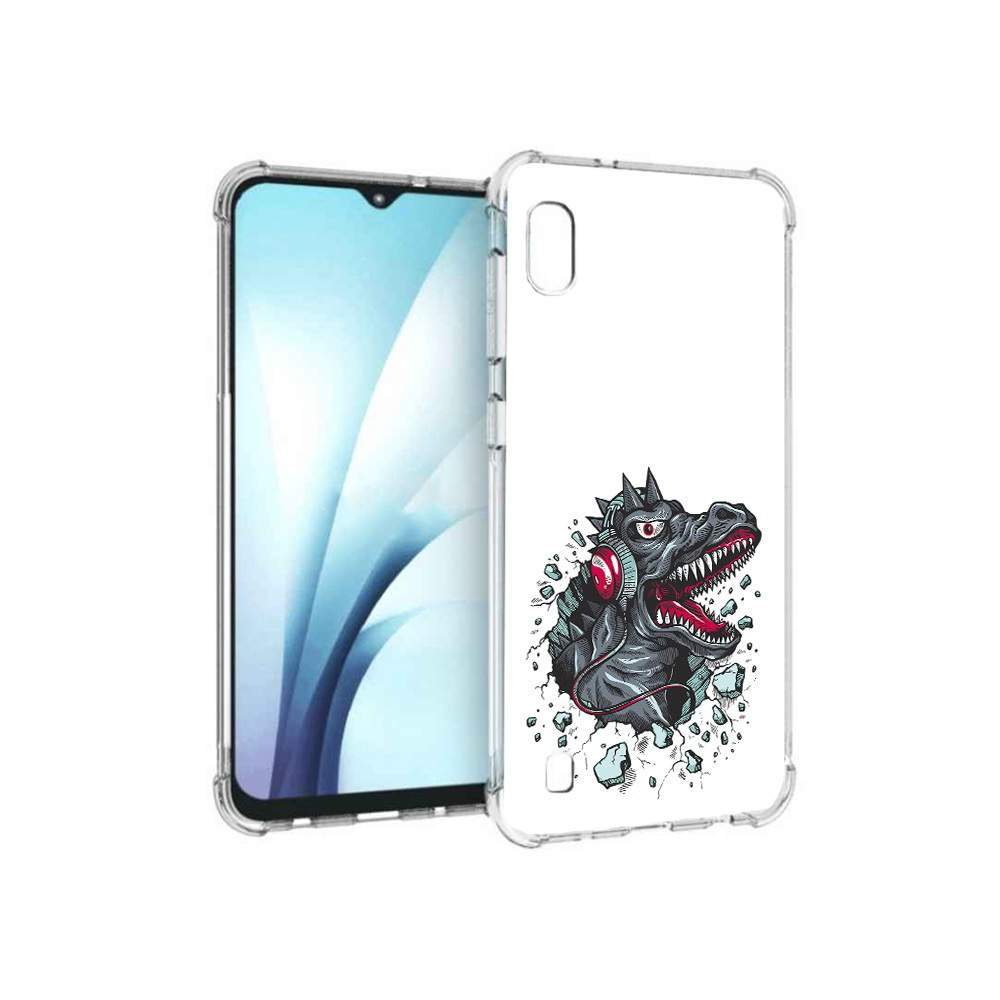 Чехол MyPads Tocco для Samsung Galaxy A10 Нарисованный динозавр в  наушниках, купить в Москве, цены в интернет-магазинах на Мегамаркет