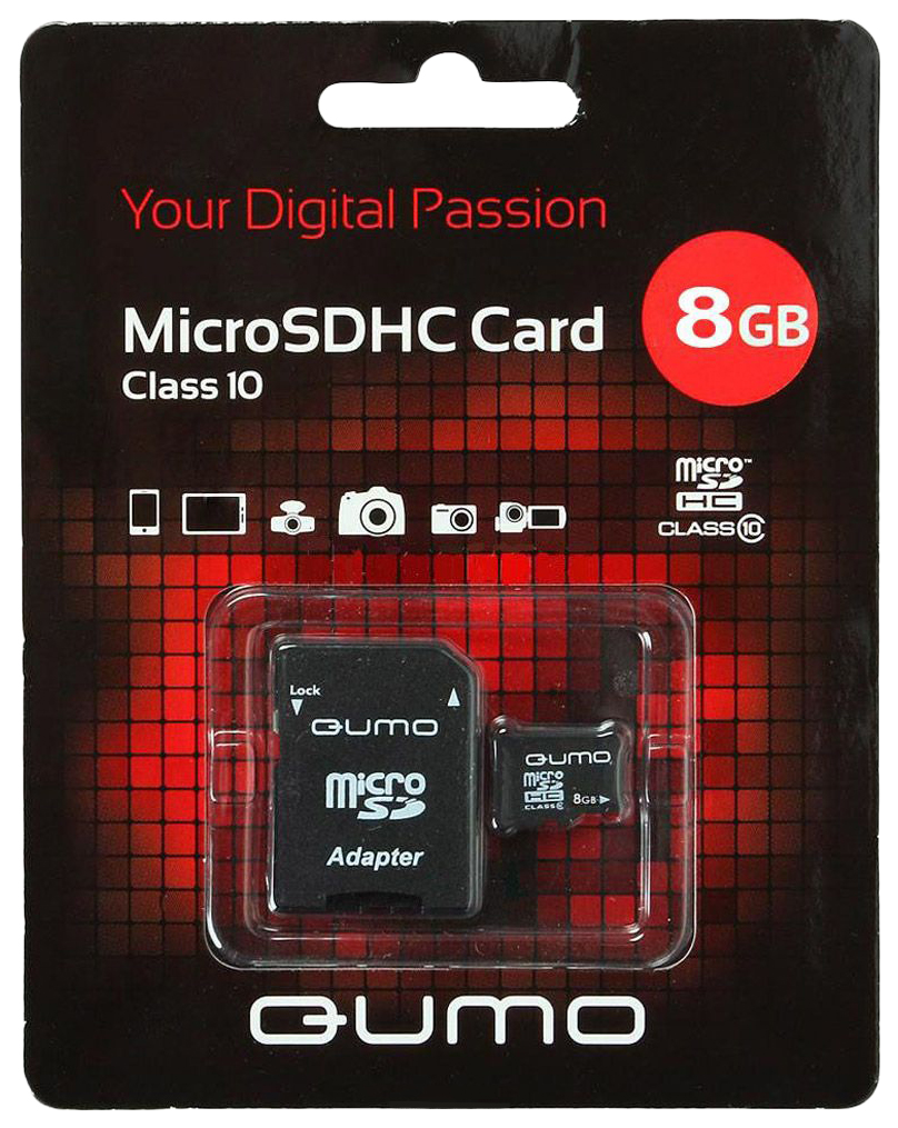 Карта памяти QUMO Micro SDHC QM8GMICSDHC10 8GB, купить в Москве, цены в  интернет-магазинах на Мегамаркет