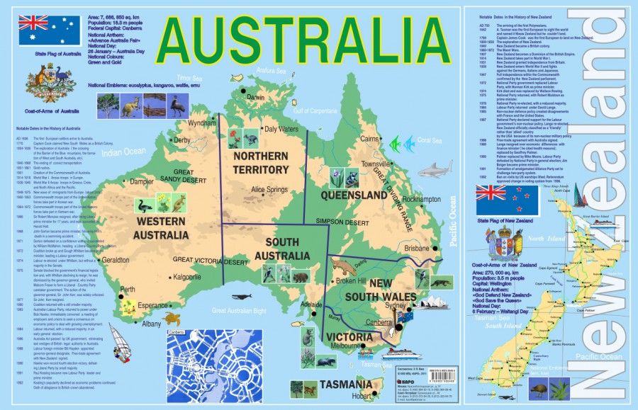 Карта австралии на английском языке