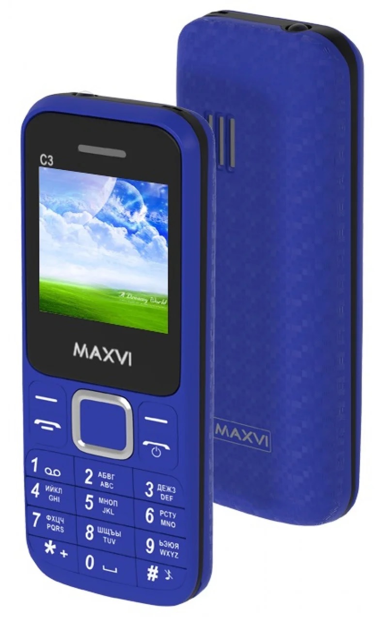 Мобильный телефон Maxvi C3 (2 SIM) Blue – купить в Москве, цены в  интернет-магазинах на Мегамаркет