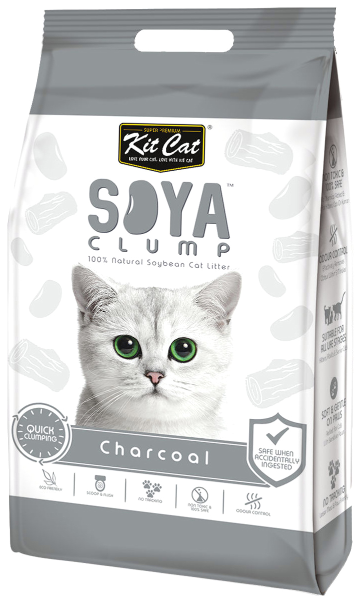 Комкующийся наполнитель туалета для кошек Kit Cat SoyaClump Soybean Litter  Charcoal, 14 л - отзывы покупателей на маркетплейсе Мегамаркет | Артикул  товара:100024937976